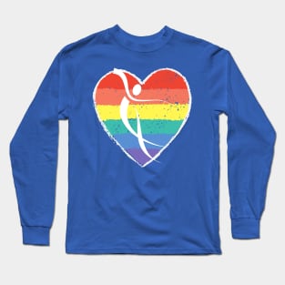 Dancer Rainbow Heart watercolor dance mark no wording without words Long Sleeve T-Shirt